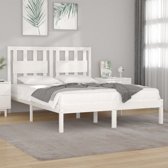 Cadre de lit Blanc Bois de pin massif 120x190 cm Petit Double