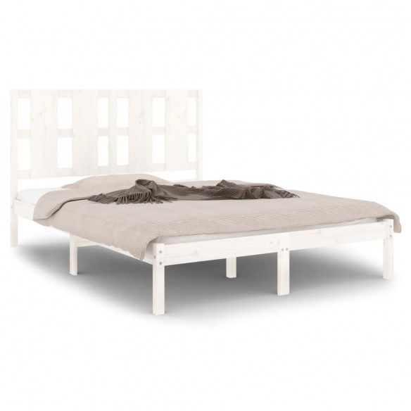 Cadre de lit Blanc Bois massif 120x190 cm Petit Double