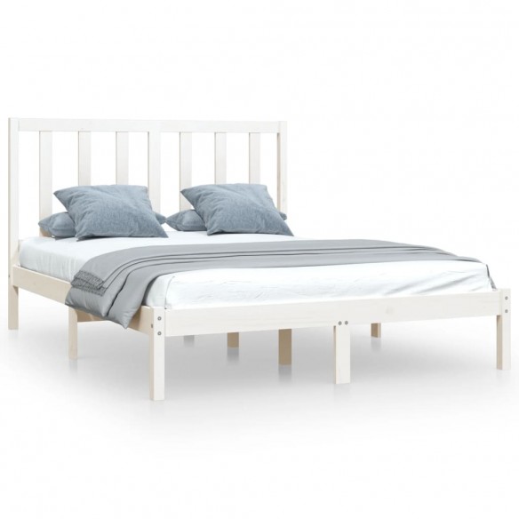 Cadre de lit Blanc Bois de pin massif 120x190 cm Petit Double