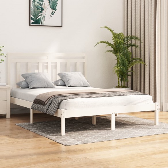 Cadre de lit Blanc Bois massif 120x190 cm Petit Double