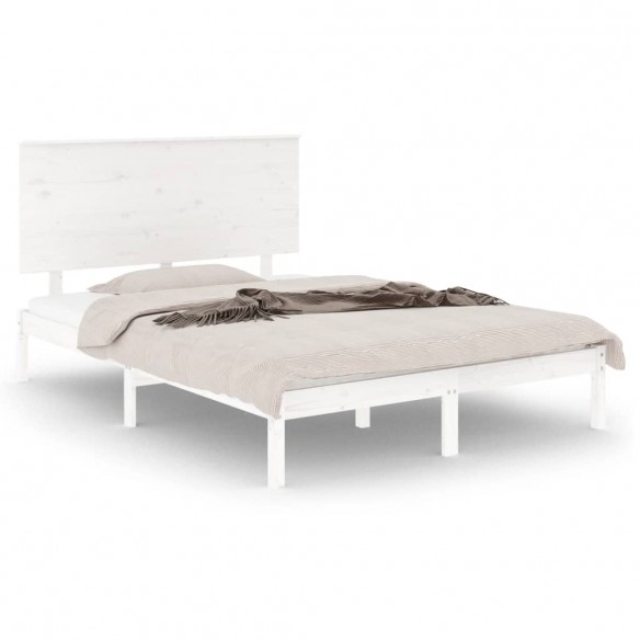 Cadre de lit Blanc Bois massif 120x190 cm Petit Double