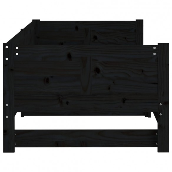 Lit coulissant Noir Bois de pin solide 2x(80x200) cm