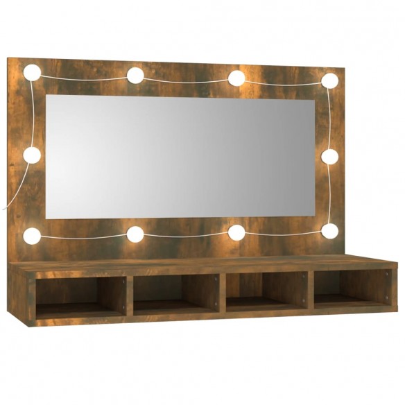 Armoire à miroir avec LED Chêne fumé 90x31,5x62 cm