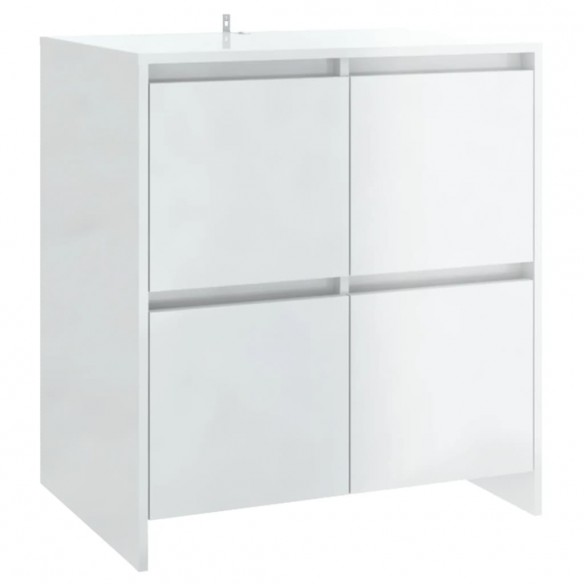 Buffets 2 pcs Blanc brillant Bois d'ingénierie