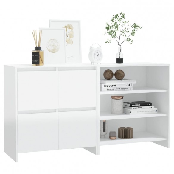 Buffets 2 pcs Blanc brillant Bois d'ingénierie