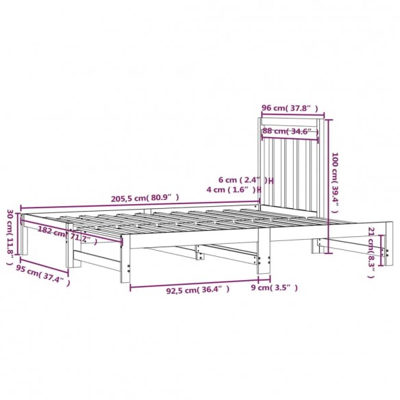 Lit coulissant Blanc 2x(90x200) cm Bois de pin massif