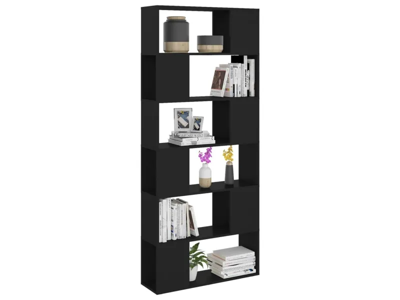 Bibliothèque/Séparateur de pièce Noir 80x24x186 cm Aggloméré