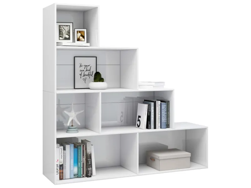 Bibliothèque/Séparateur de pièce Blanc brillant 155x24x160 cm