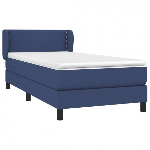 Cadre de lit avec matelas Bleu 100x200 cm Tissu