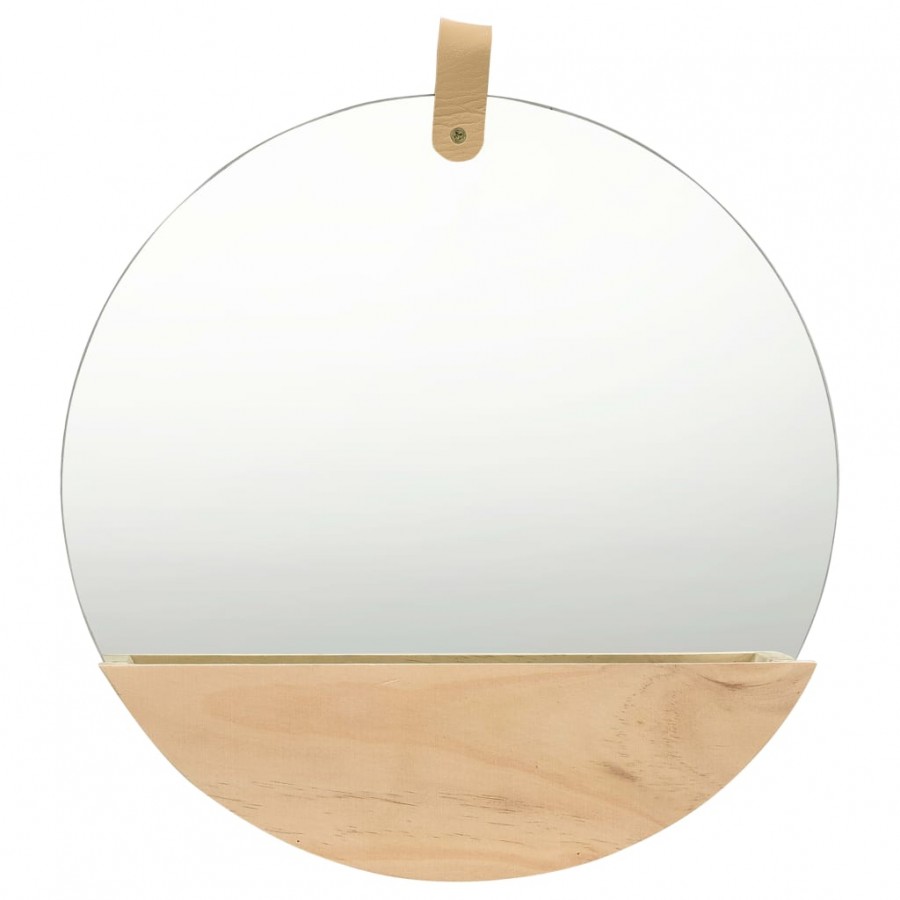 322801  Wall Mirror Solid Pinewood 35 cm