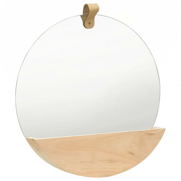 322801  Wall Mirror Solid Pinewood 35 cm