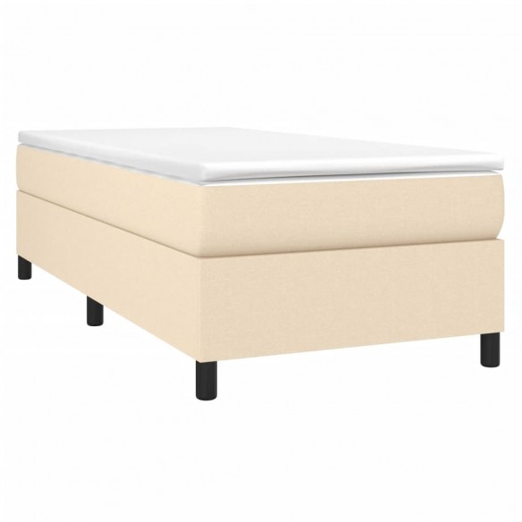 Cadre de lit et matelas Crème 90x190 cm Tissu