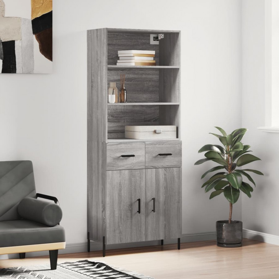 Buffet haut Sonoma gris 69,5x34x180 cm Bois d'ingénierie