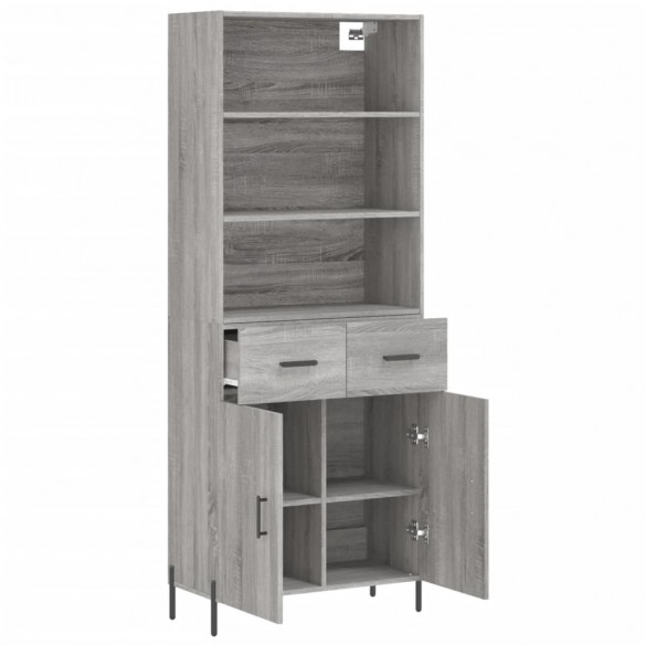 Buffet haut Sonoma gris 69,5x34x180 cm Bois d'ingénierie