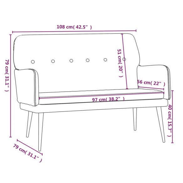 Banc Gris clair 108x79x79 cm Velours