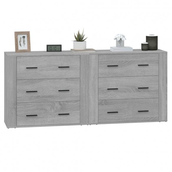 Buffets 2 pcs sonoma gris bois d'ingénierie