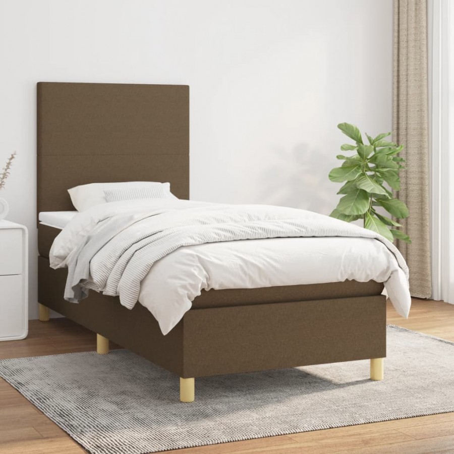 Cadre de lit avec matelas Marron foncé 100x200 cm