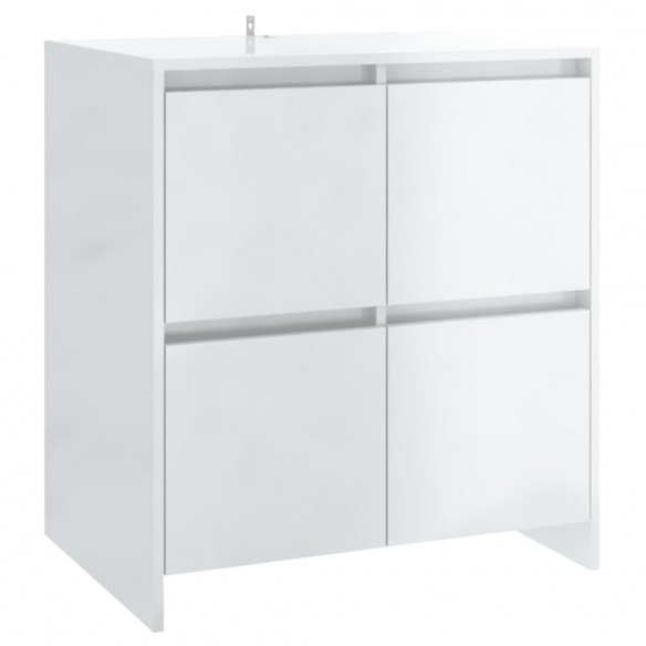 Buffets 2 pcs Blanc brillant 70x41x75 cm Aggloméré