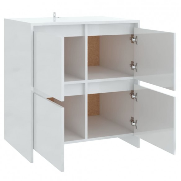 Buffets 2 pcs Blanc brillant 70x41x75 cm Aggloméré