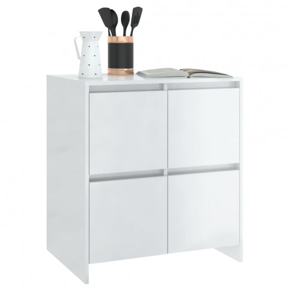 Buffets 2 pcs Blanc brillant 70x41x75 cm Aggloméré