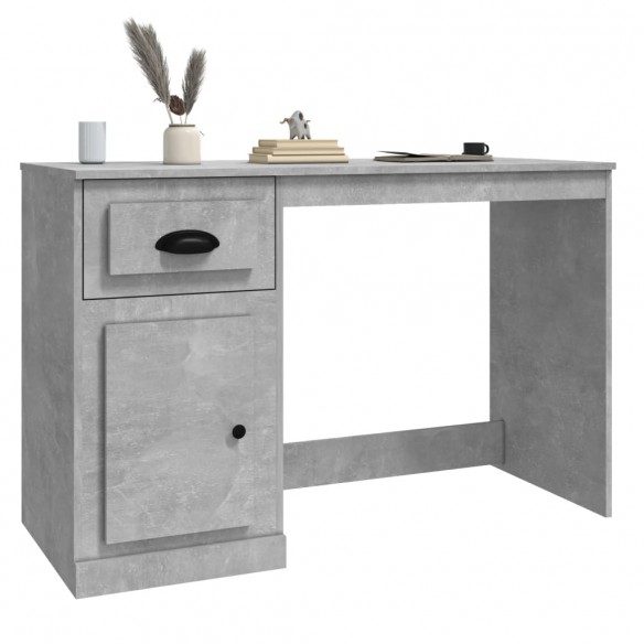 Bureau avec tiroir gris béton 115x50x75 cm bois d'ingénierie