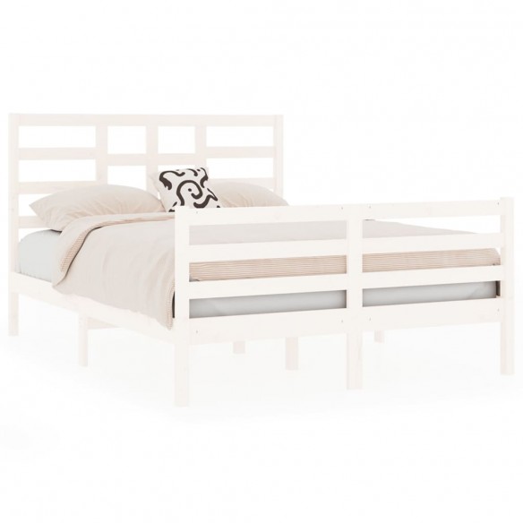 Cadre de lit Blanc Bois massif 135x190 cm Double