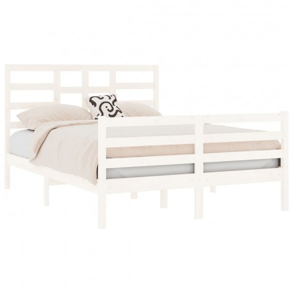 Cadre de lit Blanc Bois massif 135x190 cm Double