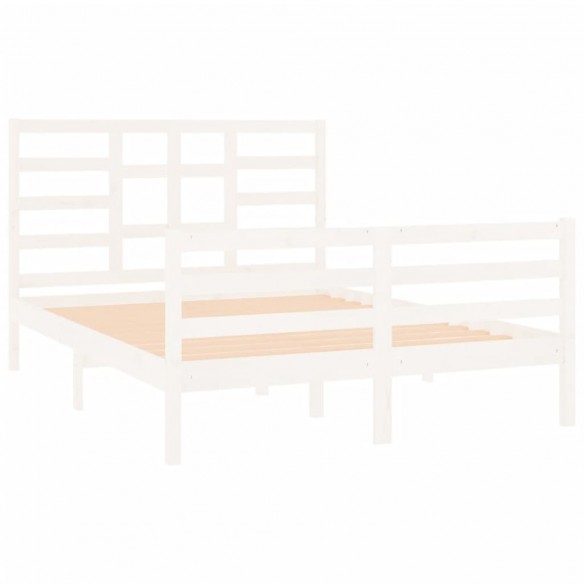 Cadre de lit Blanc Bois massif 135x190 cm Double