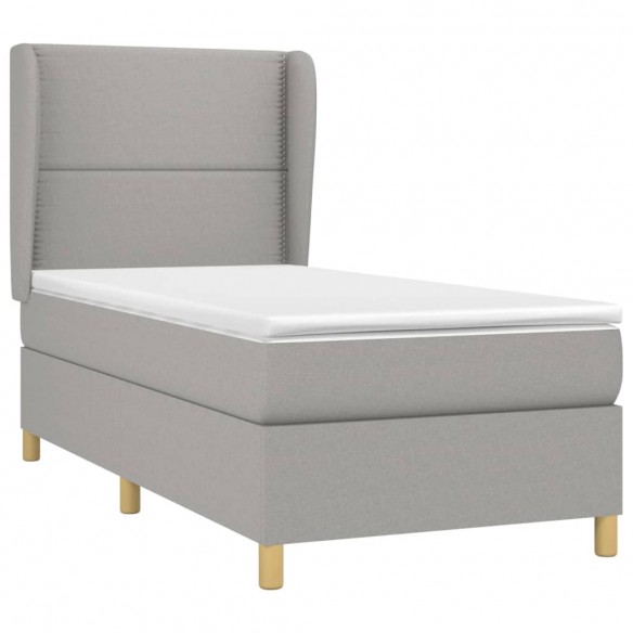 Cadre de lit et matelas Gris clair 90x190 cm Tissu