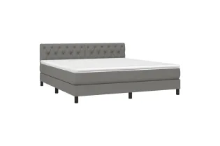 cadre de lit avec matelas Gris foncé 160x200cm Tissu 2