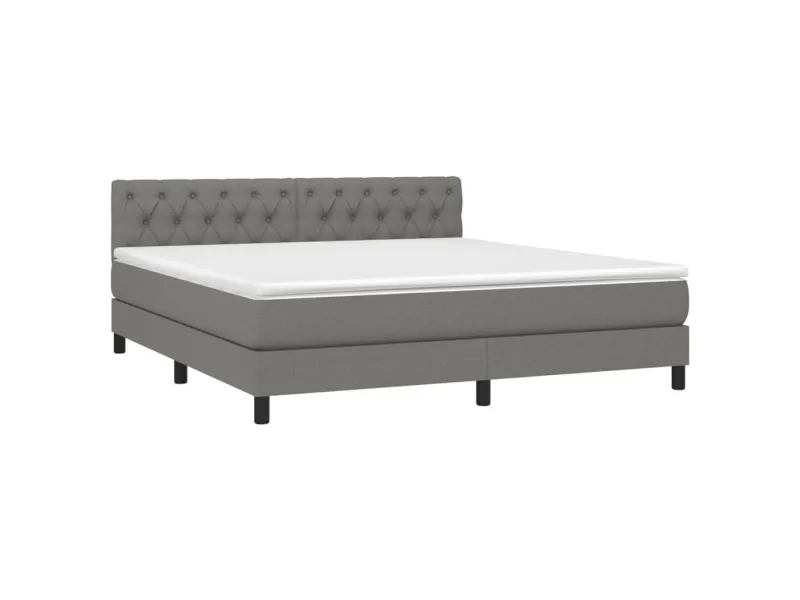 cadre de lit avec matelas Gris foncé 160x200cm Tissu