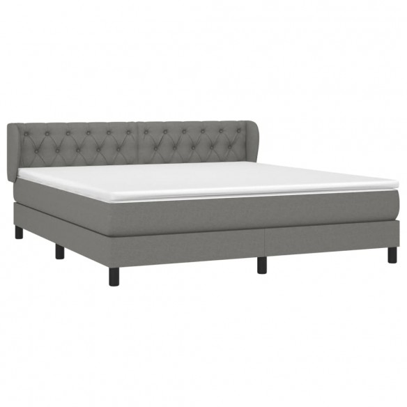 Cadre de lit avec matelas Gris foncé 160x200cm Tissu