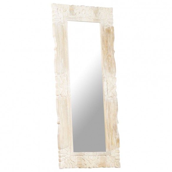 Miroir Blanc 110x50 cm Bois de manguier massif