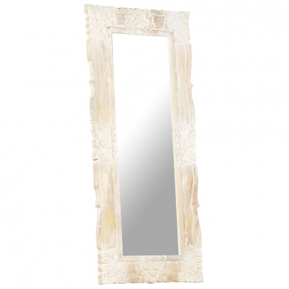 Miroir Blanc 110x50 cm Bois de manguier massif