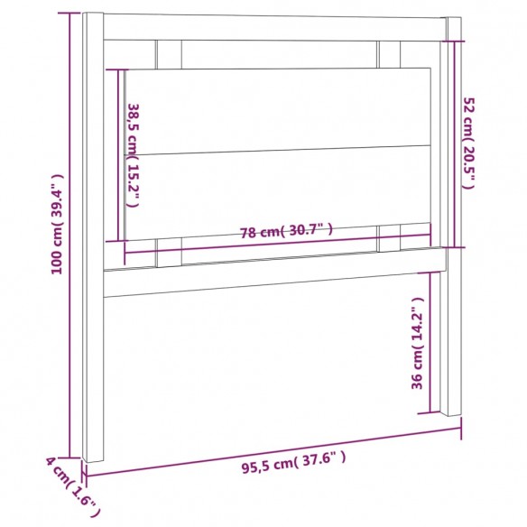 Tête de lit Blanc 95,5x4x100 cm Bois massif de pin