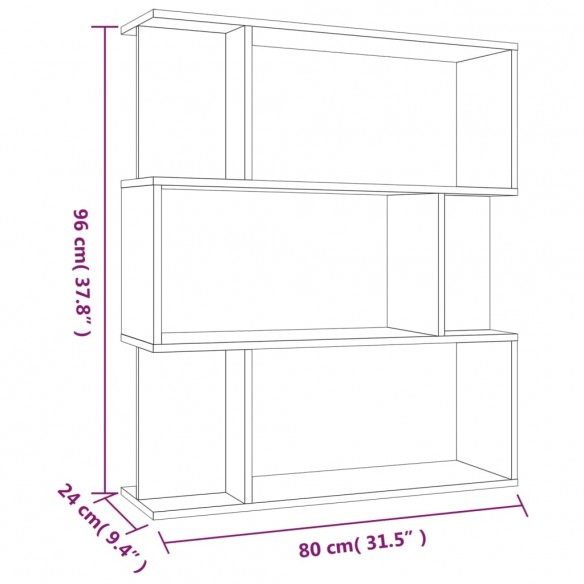 Bibliothèque/Cloison Chêne fumé 80x24x96 cm Bois d'ingénierie