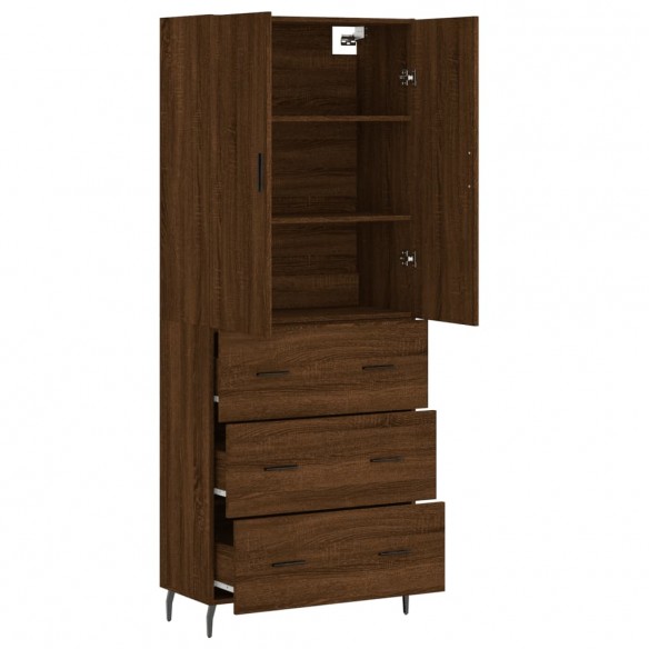 Buffet haut Chêne marron 69,5x34x180 cm Bois d'ingénierie