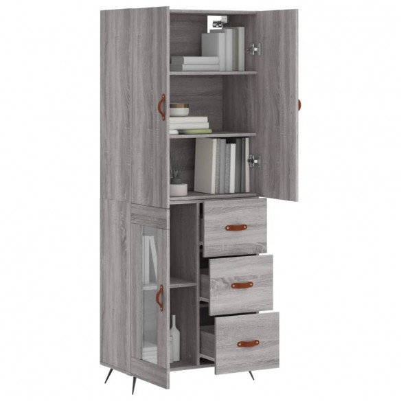 Buffet haut Sonoma gris 69,5x34x180 cm Bois d'ingénierie