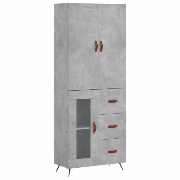 Buffet haut Gris béton 69,5x34x180 cm Bois d'ingénierie