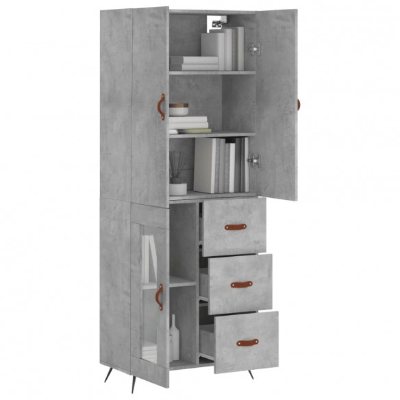 Buffet haut Gris béton 69,5x34x180 cm Bois d'ingénierie