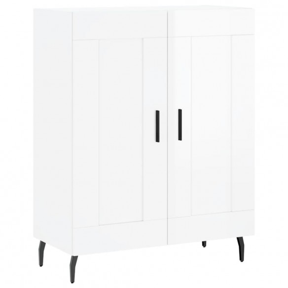 Buffet haut Blanc brillant 69,5x34x180 cm Bois d'ingénierie