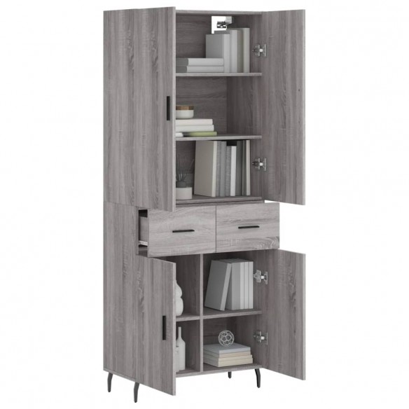 Buffet haut Sonoma gris 69,5x34x180 cm Bois d'ingénierie