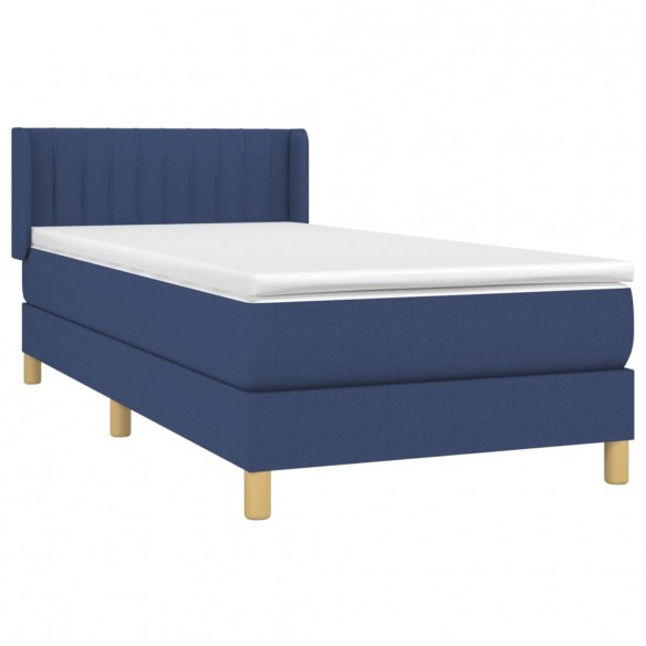 Cadre de lit avec matelas Bleu 90x190 cm Tissu