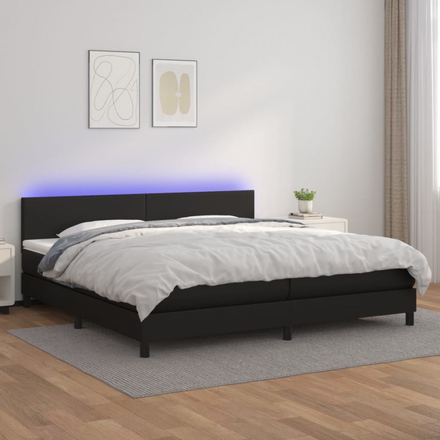 Cadre de lit avec matelas et LED Noir 200x200 cm