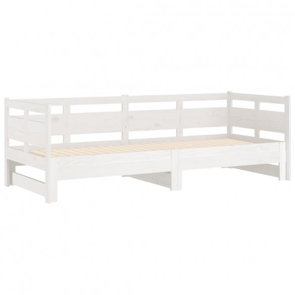 Lit coulissant Blanc Bois de pin solide 2x(80x200) cm