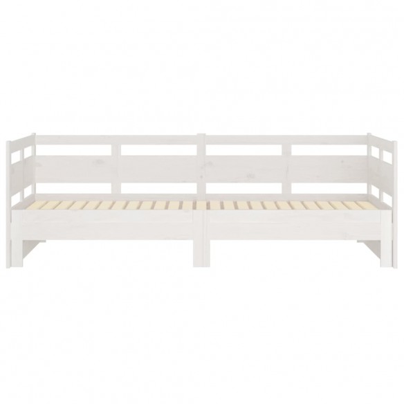 Lit coulissant Blanc Bois de pin solide 2x(80x200) cm