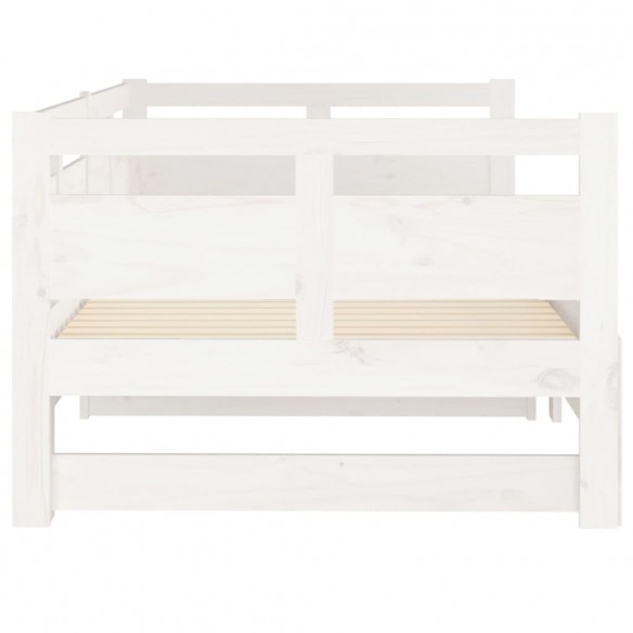 Lit coulissant Blanc Bois de pin solide 2x(80x200) cm