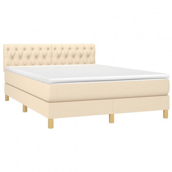 Cadre de lit avec matelas Crème 140x190 cm Tissu