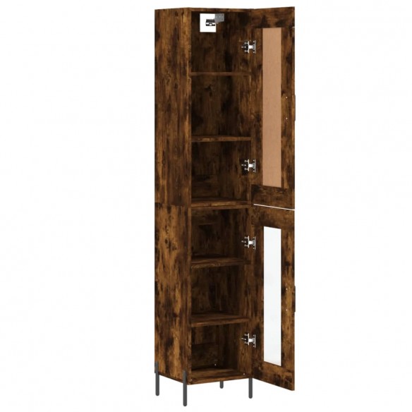 Buffet haut Chêne fumé 34,5x34x180 cm Bois d'ingénierie