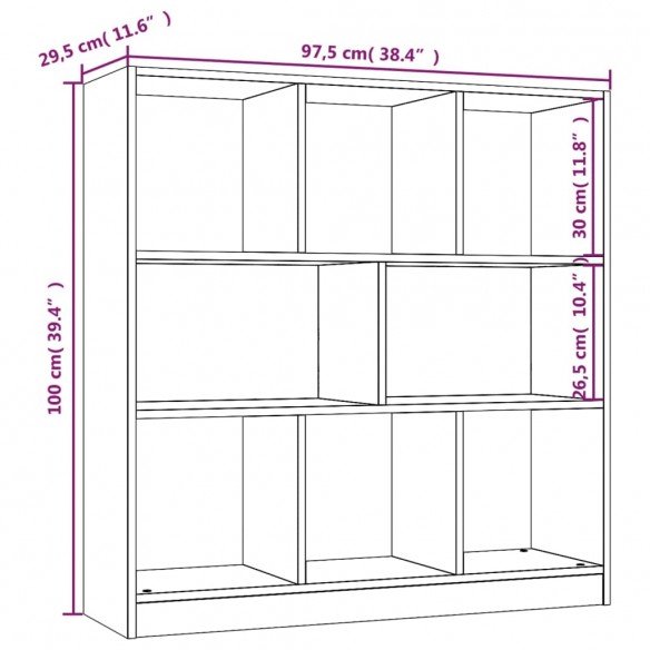 Bibliothèque Sonoma gris 97,5x29,5x100 cm Bois d'ingénierie